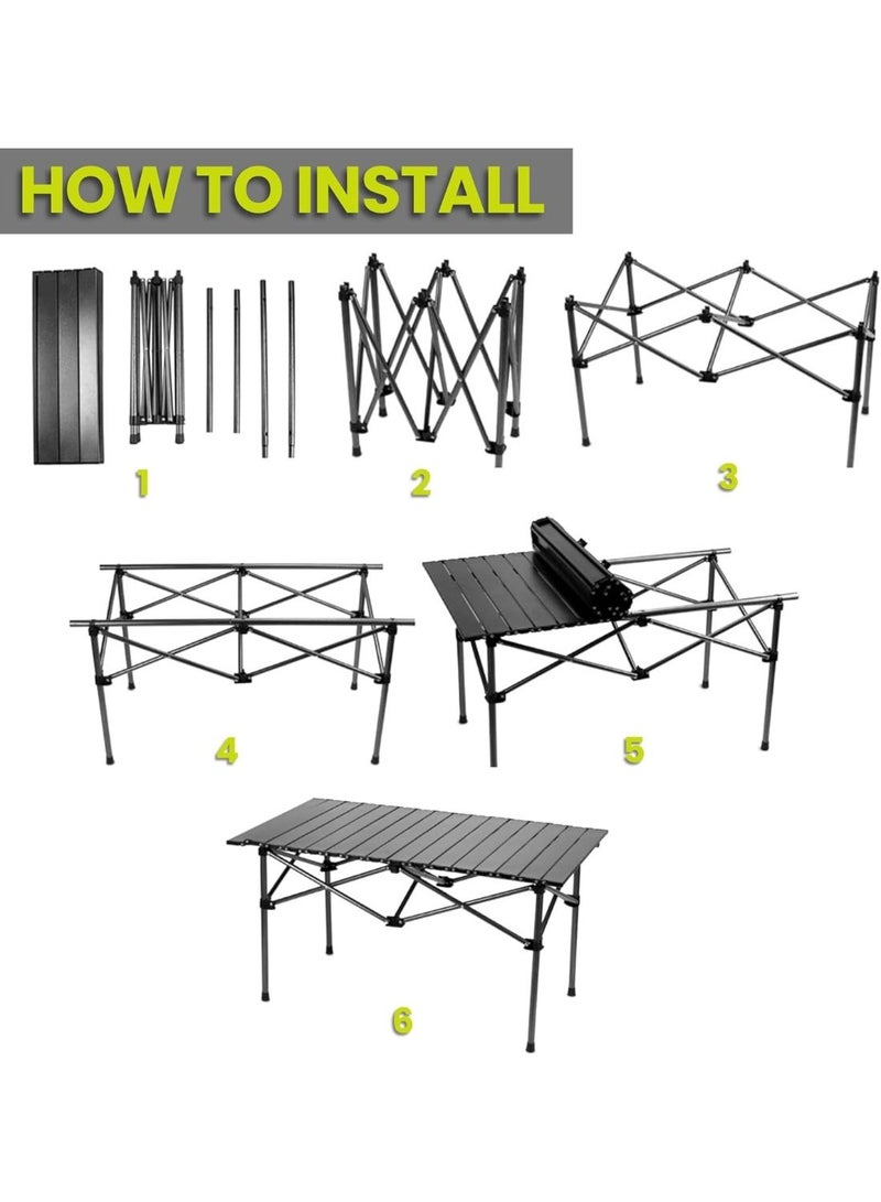 جوناريس طاولة تخييم خارجية قابلة للطي، طاولة قابلة للطي خفيفة الوزن مع سطح طاولة من الألومنيوم وحقيبة حمل، سهلة الحمل، مثالية للاستخدام في الهواء الطلق، والنزهات، والطهي، والشاطئ، والمشي لمسافات طويلة، وصيد الأسماك (95×57×50 سم) - Image 3