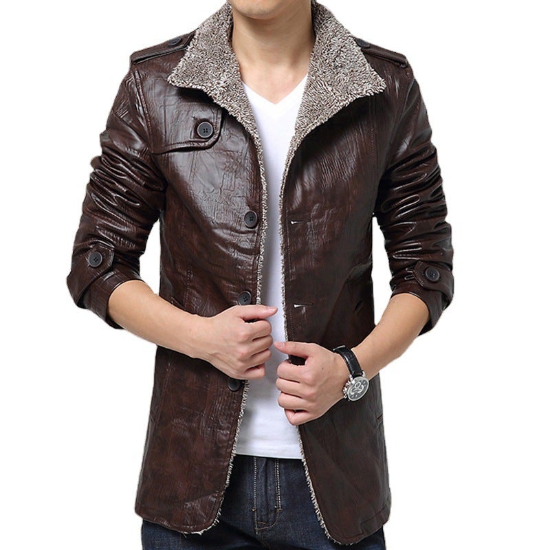 ​ ​ 2025 Winter Men'S Magnetic God Of War Leather Jacket Five-Dimensional Tolerant Imitation Fur Jacket Light Luxury Magnetic Suction - Image 3
