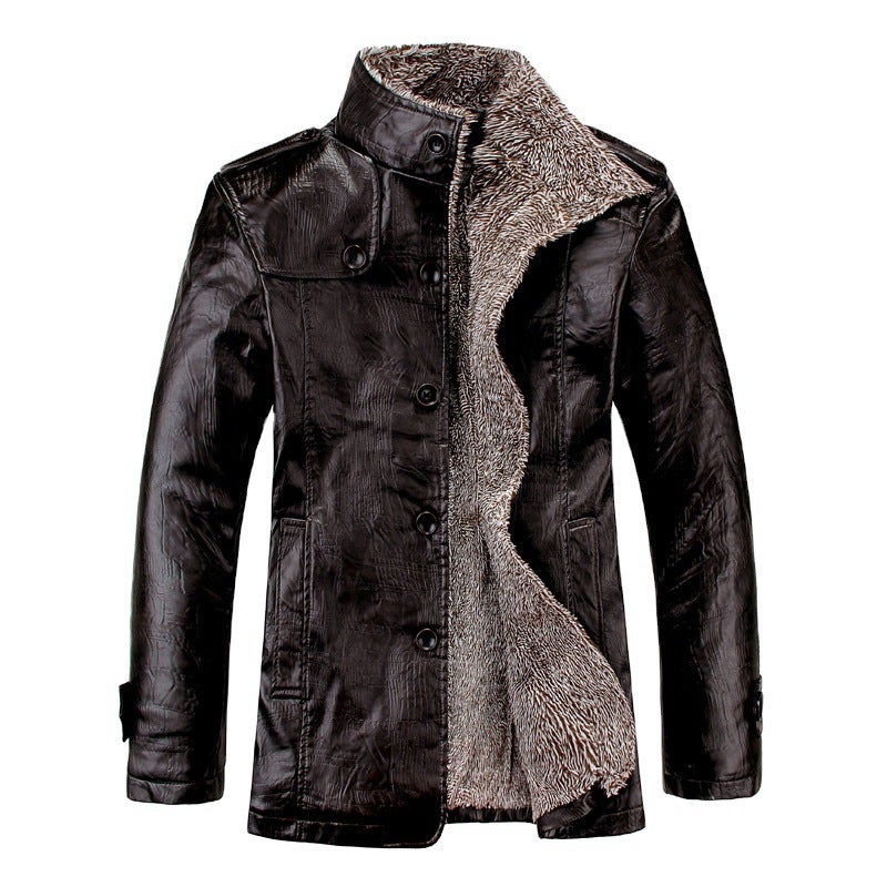 ​ ​ 2025 Winter Men'S Magnetic God Of War Leather Jacket Five-Dimensional Tolerant Imitation Fur Jacket Light Luxury Magnetic Suction - Image 2