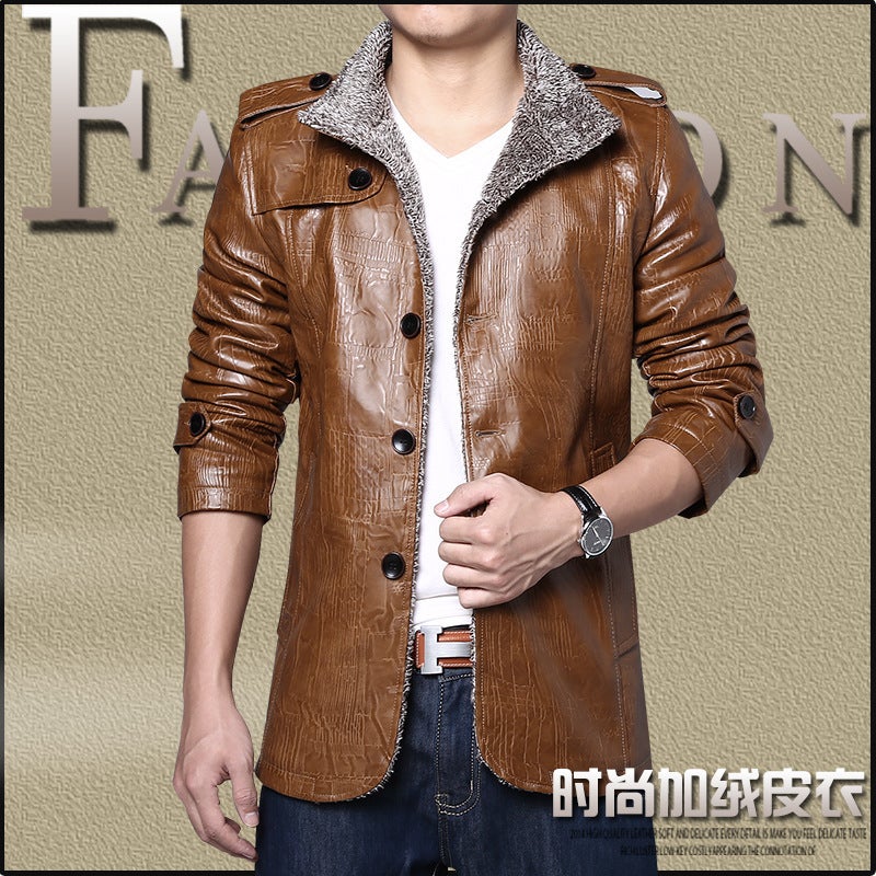 ​ ​ 2025 Winter Men'S Magnetic God Of War Leather Jacket Five-Dimensional Tolerant Imitation Fur Jacket Light Luxury Magnetic Suction - Image 5
