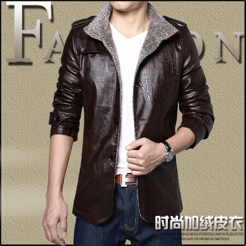 ​ ​ 2025 Winter Men'S Magnetic God Of War Leather Jacket Five-Dimensional Tolerant Imitation Fur Jacket Light Luxury Magnetic Suction - Image 4