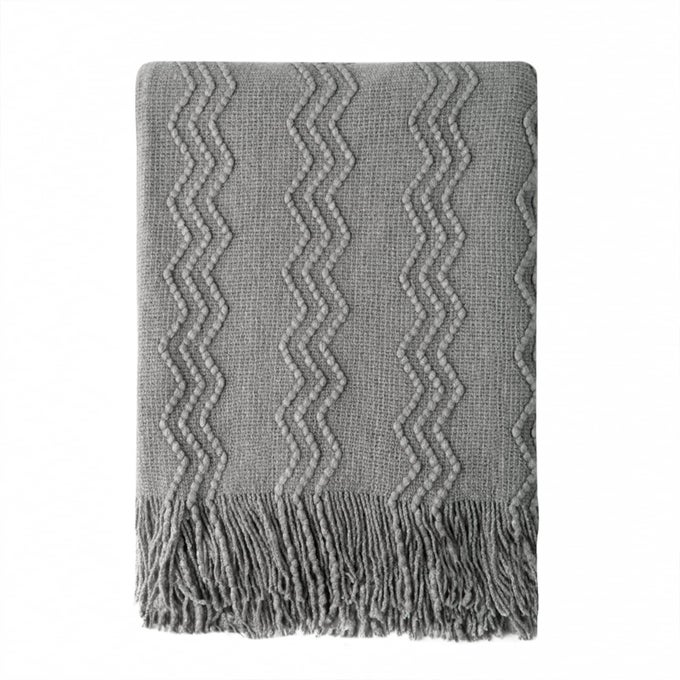 GREYISH THROW BLANKET 50X60 INCHES THROW TEXTURED SOLID SOFT SOFA COUCH DECORATIVE KNIT BLANKET