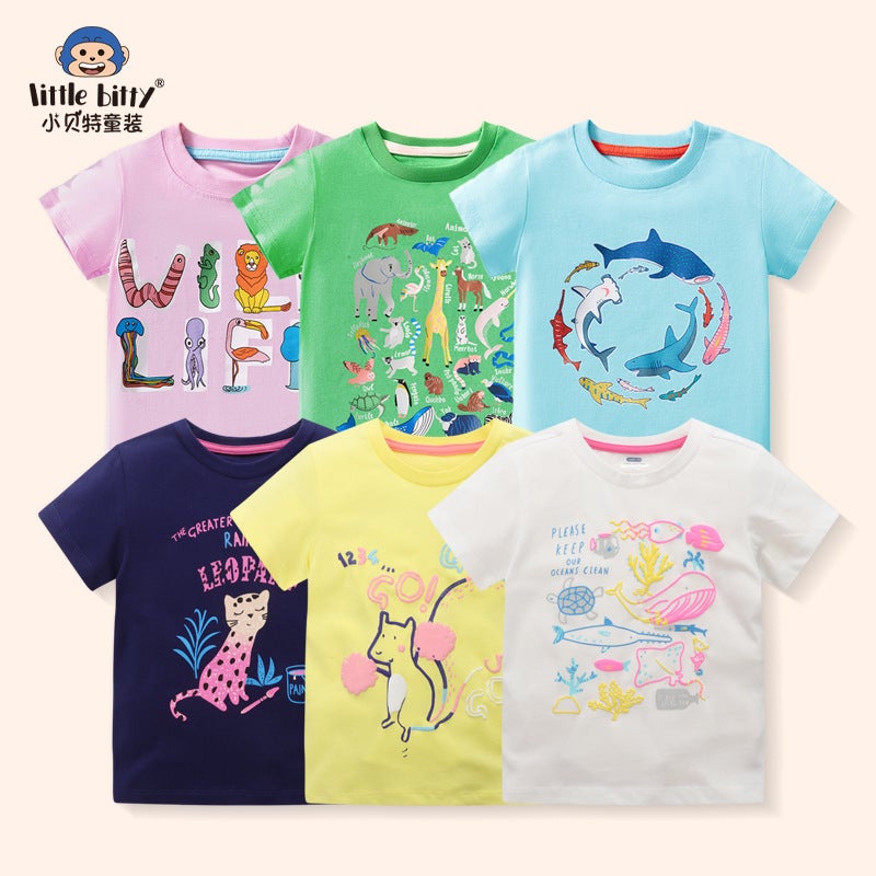 25 Years Summer Children'S Short-Sleeved T-Shirt Cartoon Boys And Girls Cartoon Children'S T-Shirt Multi-Piece Cotton Top Short-Sleeved Summer - Image 1
