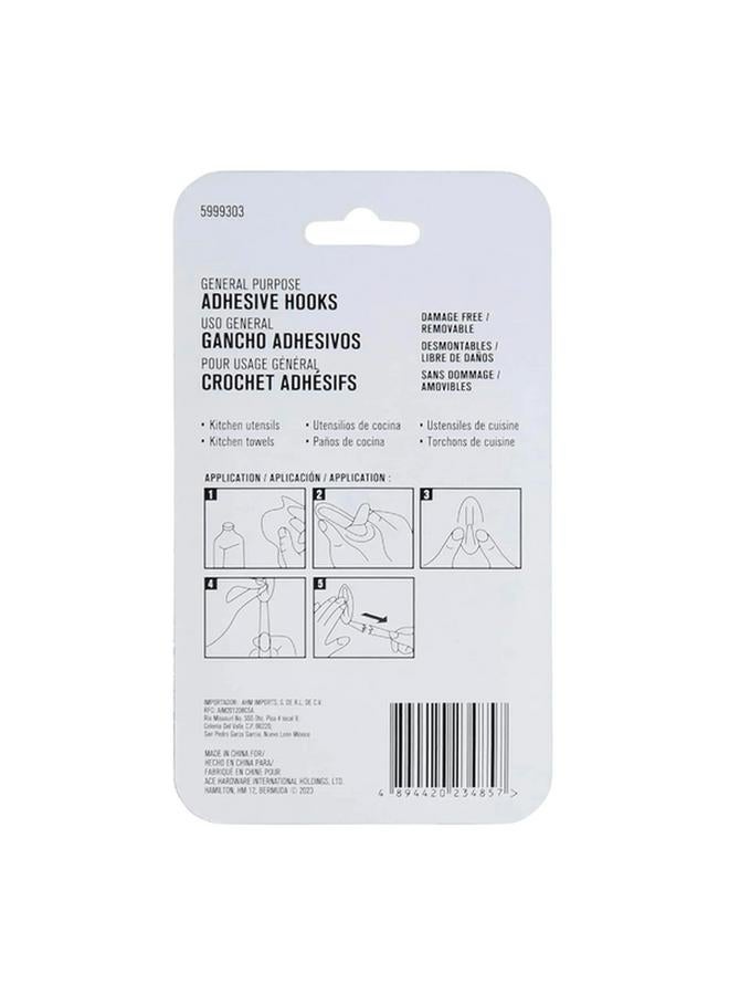 ACE 6-Piece Damage Free General Purpose Adhesive Hook with Strips Clear 2.8 x 2.2cm  - Image 2