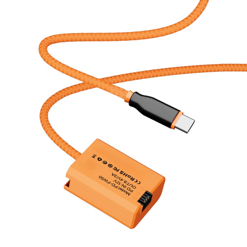 NP-FW50 Dummy Battery with Type-C PD Power Cable 60cm Long Replacement for Sony A7/ A7M2/ A7R2/ A7S2/ A6000/ A6300/A6500/ A5000/ A5100 cameras - Image 3