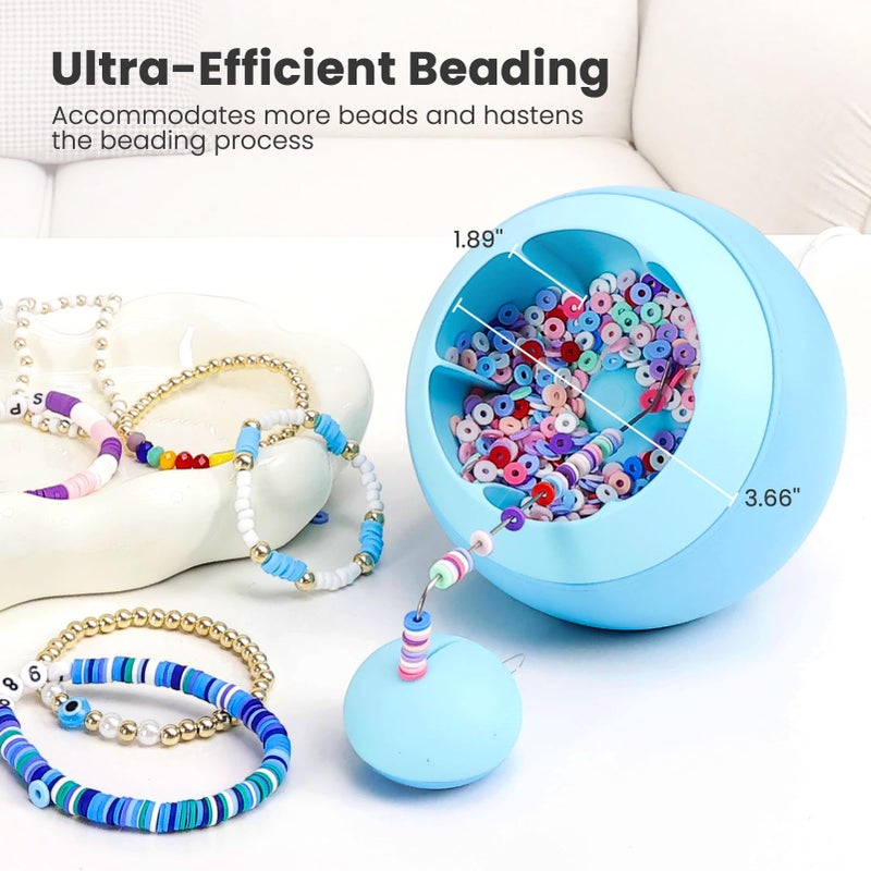 Tilhumt Bead Spinner for Jewelry Making, Clay Beads Spinner for Necklaces Maker, Electric Bead Spinners Bracelet Maker Machine with Beginner Friendly Positioning Mat, Gift for Craft Lovers, Blue - Image 2