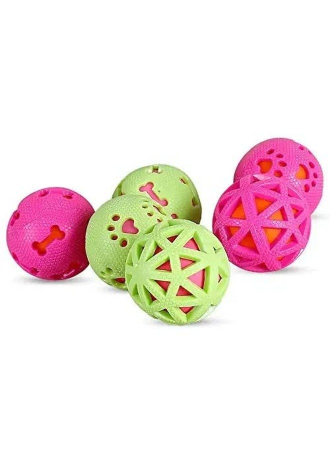Rubber Squeaky Ball In Ball Triangle Design, Interactive Dog Toy For Small And Medium Dogs, Multicolor - Pack Of 2 - Image 4