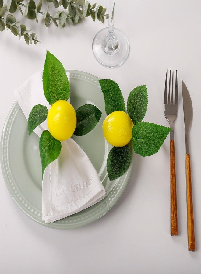wonlex Handmade Napkin Rings Set of 8, Faux Lemon with Vine Napkin Ring Holder for Wedding, Table Dinner Party, Family, Banquet, Serviette for Christmas, Thanksgiving Day (Lemon) - Image 5