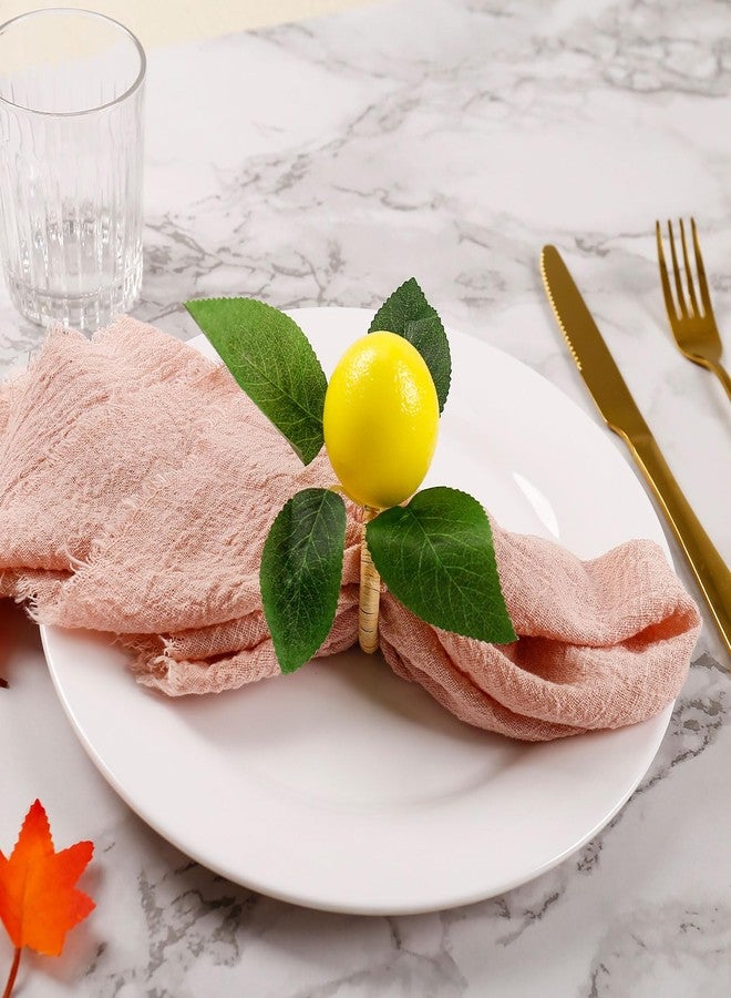 wonlex Handmade Napkin Rings Set of 8, Faux Lemon with Vine Napkin Ring Holder for Wedding, Table Dinner Party, Family, Banquet, Serviette for Christmas, Thanksgiving Day (Lemon) - Image 4