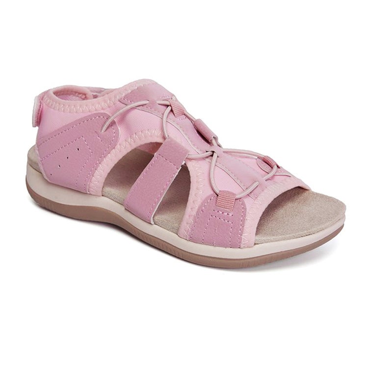 2021 New Roman Wedge Sandals Round Toe Velcro Large Size Beach Solid Color Casual Roman Sandals - Image 1