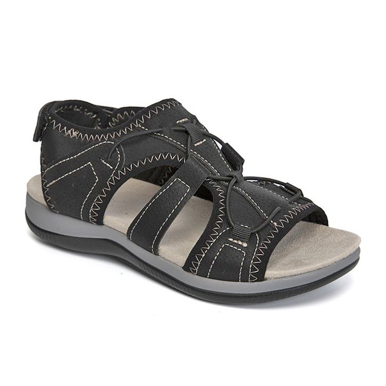 2021 New Roman Wedge Sandals Round Toe Velcro Large Size Beach Solid Color Casual Roman Sandals - Image 4