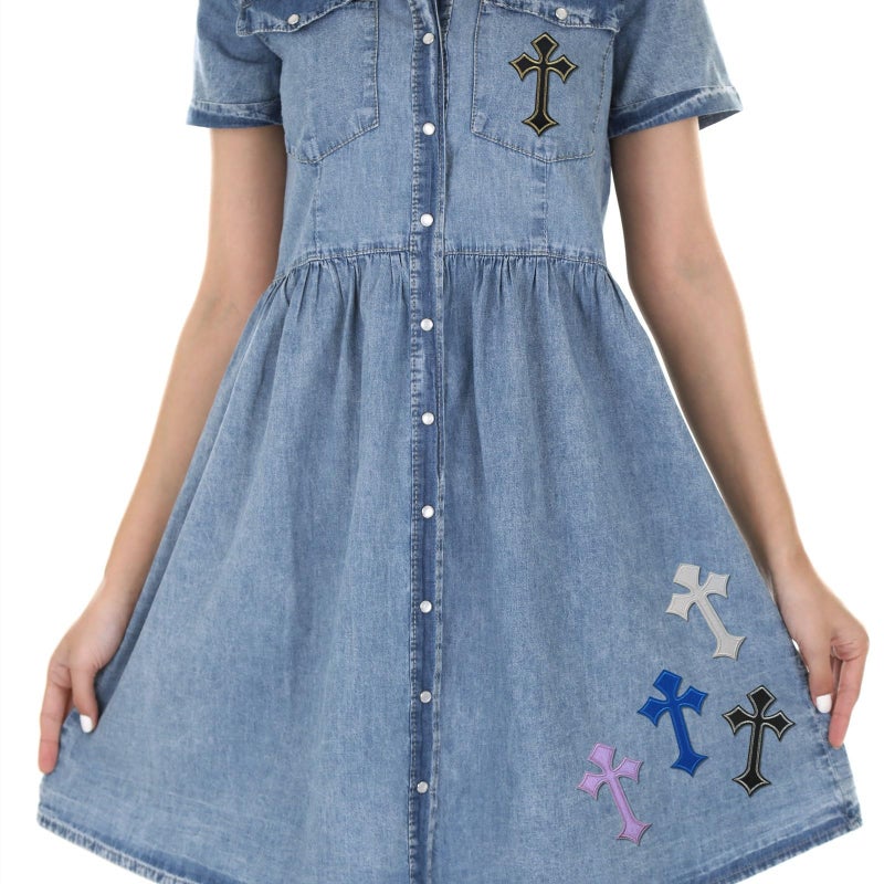 Cazzon Cross Patches Iron On Cross Embroidery Applique Patch, DIY Decor Patches for Clothing Jeans Jackets Backpacks Hats Shirts (24 Pieces 8 Color) - Image 5