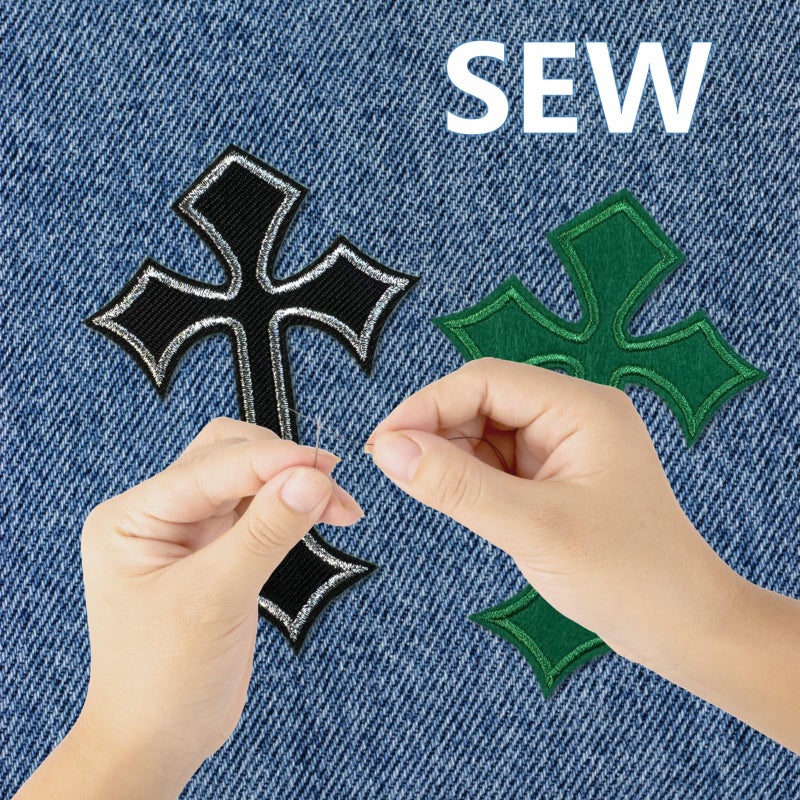 Cazzon Cross Patches Iron On Cross Embroidery Applique Patch, DIY Decor Patches for Clothing Jeans Jackets Backpacks Hats Shirts (24 Pieces 8 Color) - Image 4