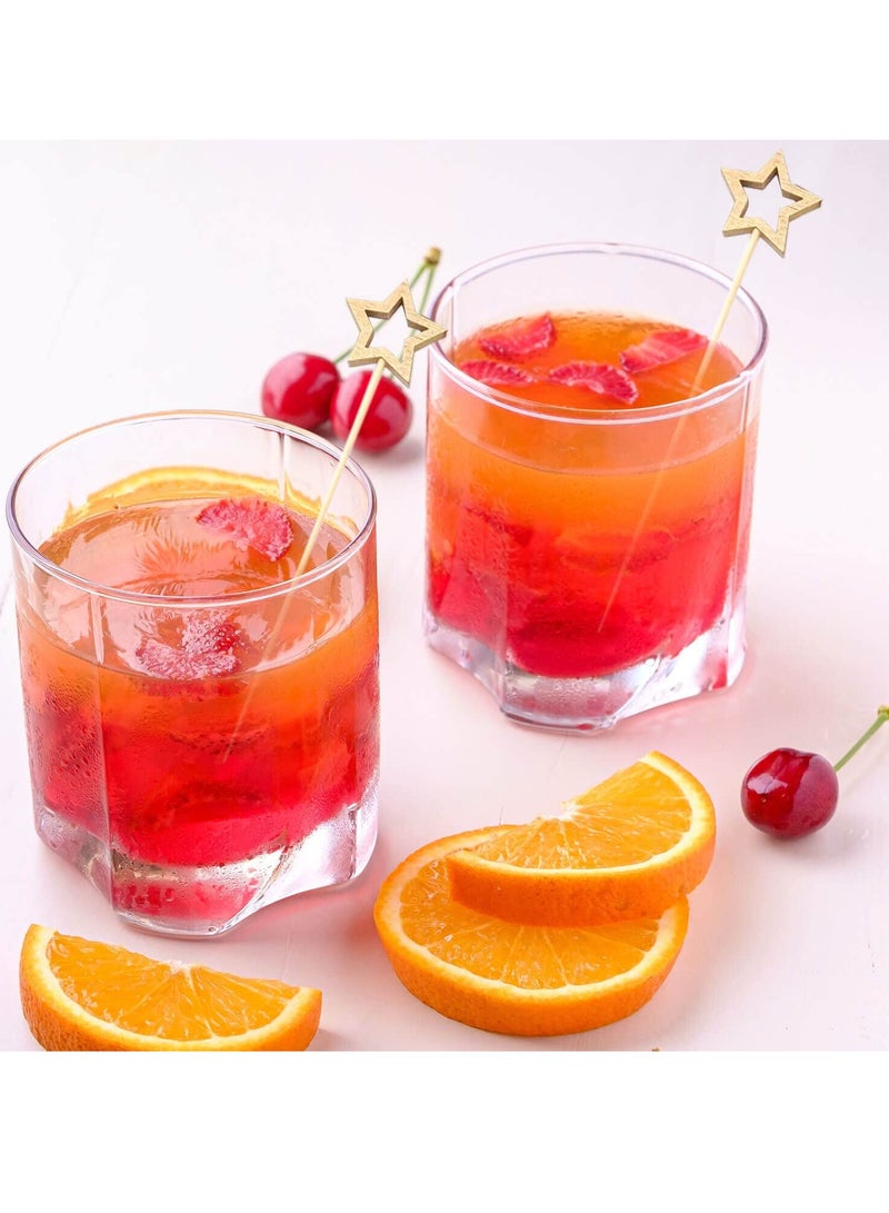 Excefore Gold Star Bamboo Cocktail Picks, 5.5 Inch Long Bamboo Fancy Toothpicks for Appetizers, New Year Party Holiday Birthday Decorations 50 PCS - Image 4