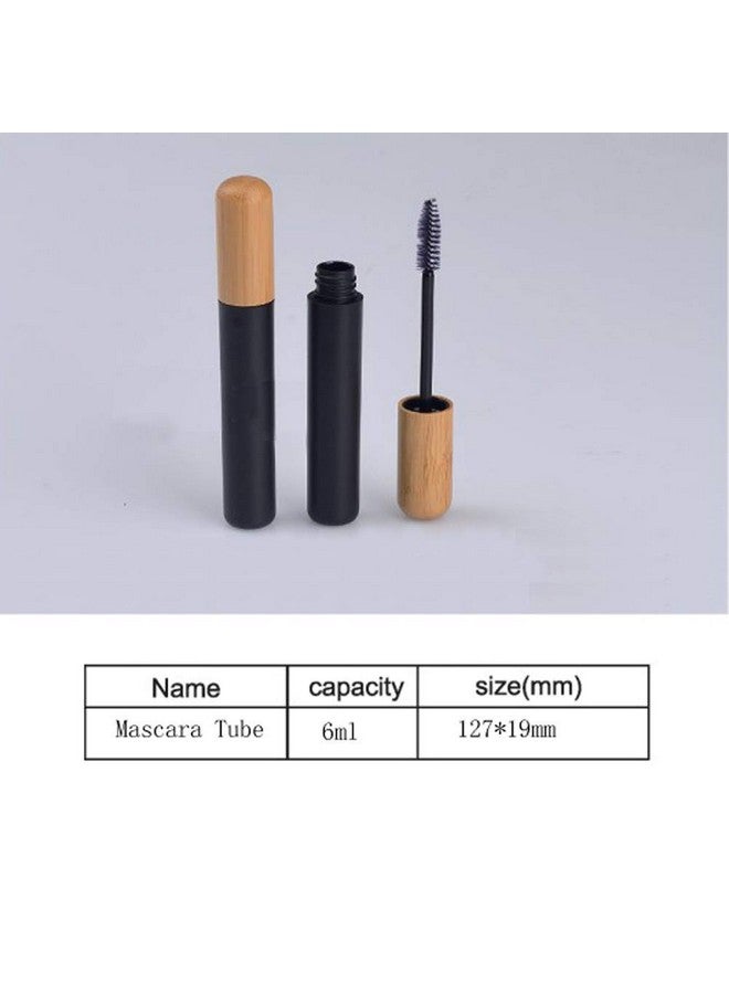 Luzen أنابيب ماسكارا فارغة 2 قطعة 6 مل أنبوب ماسكارا مع عصا رموش وغطاء من الخيزران زجاجة كريم رموش حاويات لزيت الخروع سيروم نمو الرموش زجاجات تجميل للسفر (أسود) - Image 3