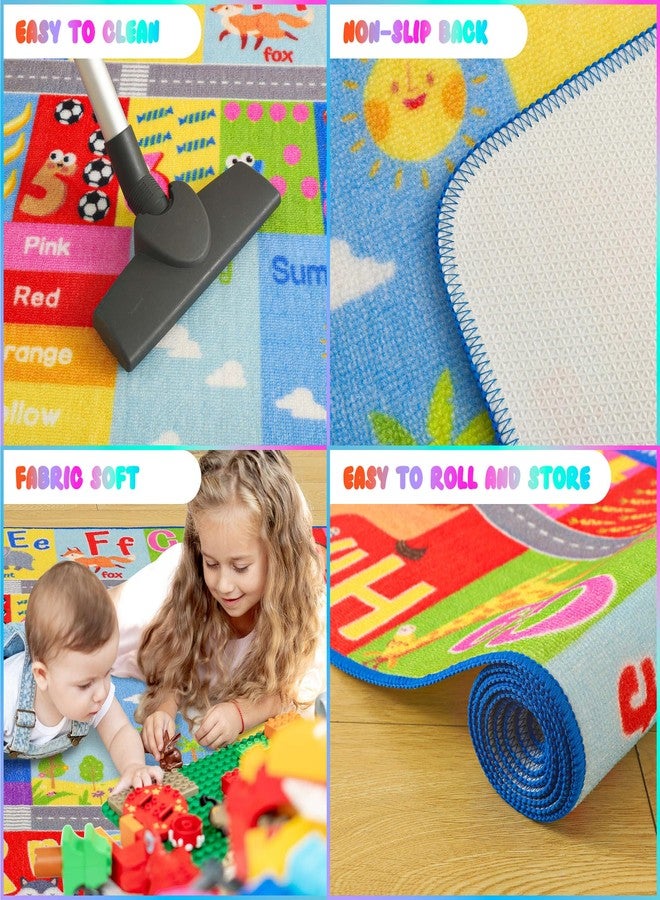 Flagover Kids Rug for Playroom Classroom, ABC Alphabet Numbers Play Toddlers Rugs, 3x5 Learning Educational Bedroom Floor Mat, Washable Baby Carpet for Boys Room, Nursery, Preschool, Daycare - Image 5