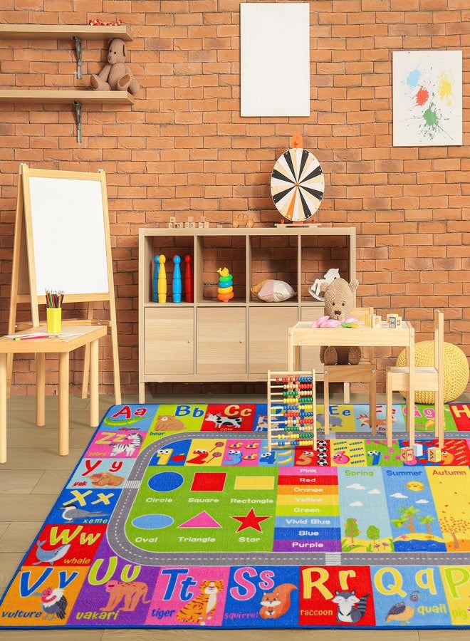 Flagover Kids Rug for Playroom Classroom, ABC Alphabet Numbers Play Toddlers Rugs, 3x5 Learning Educational Bedroom Floor Mat, Washable Baby Carpet for Boys Room, Nursery, Preschool, Daycare - Image 3