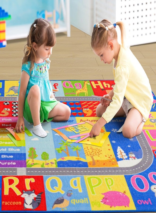 Flagover Kids Rug for Playroom Classroom, ABC Alphabet Numbers Play Toddlers Rugs, 3x5 Learning Educational Bedroom Floor Mat, Washable Baby Carpet for Boys Room, Nursery, Preschool, Daycare - Image 2