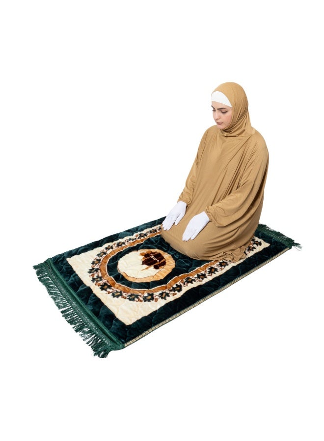 Linda Hijab Camel Brown Prayer Outfit with Matching Prayer Mat – Simple and Modest - Image 3