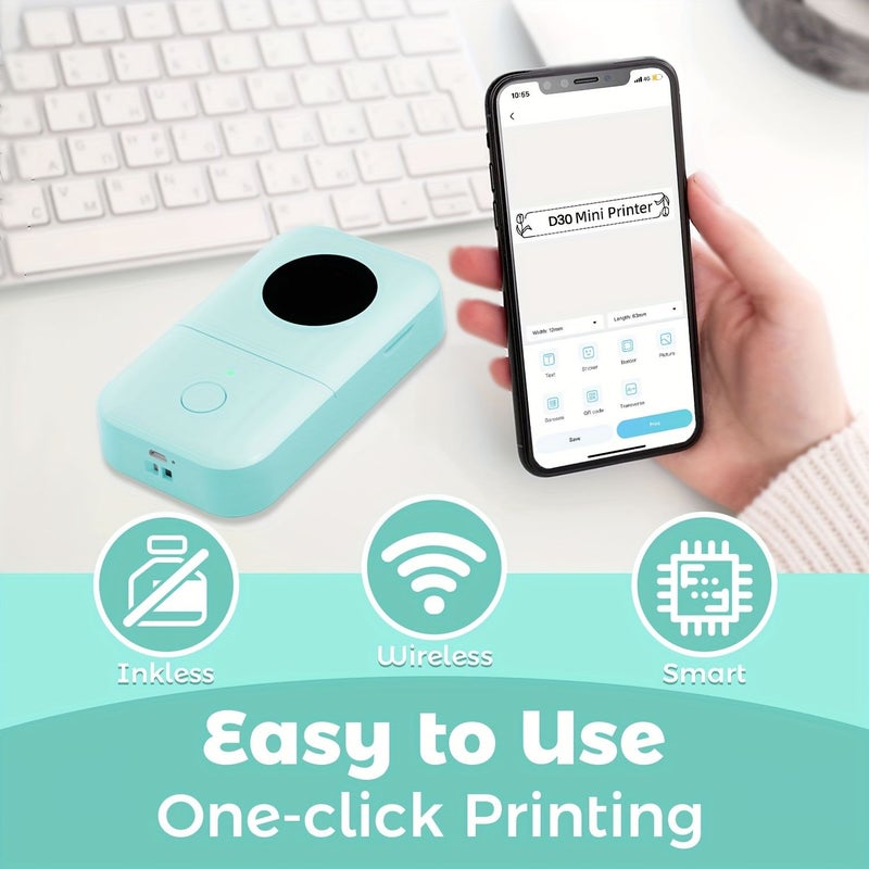 Phomemo D30 Portable Wireless Label Maker Tape Printer Grey Home Office Smartphone - Image 3