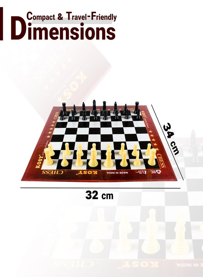 KOSY لعبة شطرنج ورقية محمولة قابلة للطي من KOSY، مناسبة للأطفال والكبار، مقاس كبير 34×31 سم، خفيفة الوزن، مثالية للسفر، مع قطع اللعب، مناسبة للمدارس، للتدريب غير الرسمي، وليلة ألعاب عائلية ممتعة. - Image 4