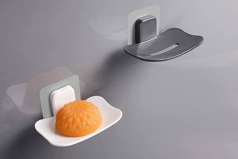 Virth® 2PCS Plastic Wall Mounted Soap Dish Adhesive Sponge Holder No-Drilling Soap Holder Stand for Shower, Bathroom and Kitchen (Waterproof SOAP Dish, 2) - Image 2