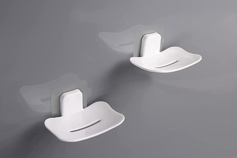 Virth® 2PCS Plastic Wall Mounted Soap Dish Adhesive Sponge Holder No-Drilling Soap Holder Stand for Shower, Bathroom and Kitchen (Waterproof SOAP Dish, 2) - Image 1