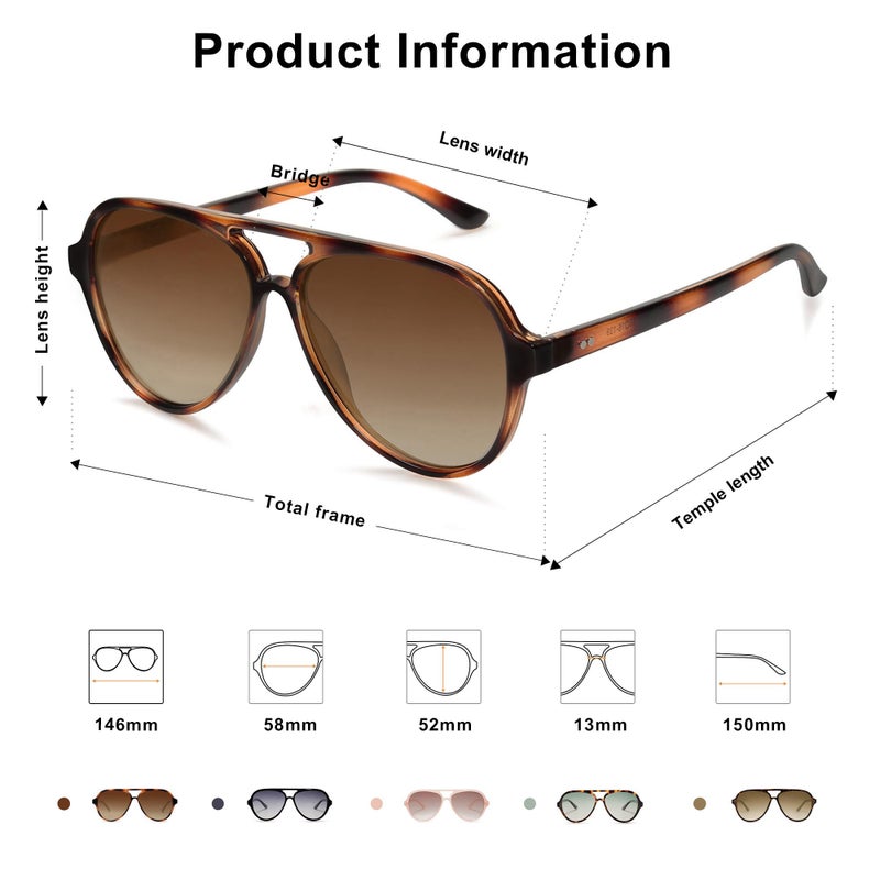 SOJOS Classic Polarized Aviator Sunglasses for Women Men, Retro Trendy Aviators Shades SJ2201, Brown Tortoise/Brown - Image 4