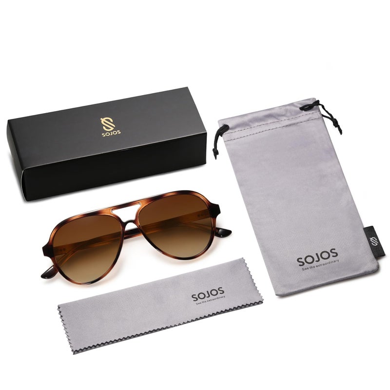 SOJOS Classic Polarized Aviator Sunglasses for Women Men, Retro Trendy Aviators Shades SJ2201, Brown Tortoise/Brown - Image 5