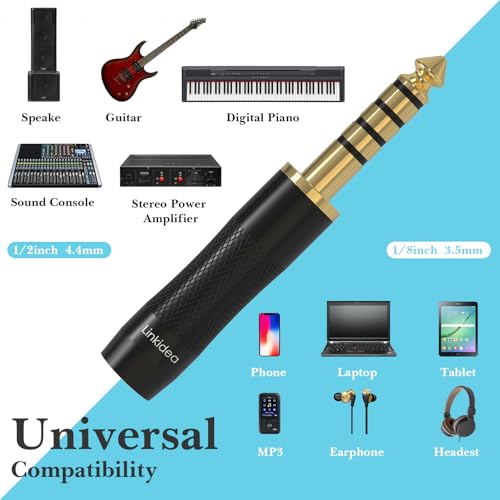 Linkidea 4.4mm Balanced Male to 3.5mm Headphone Audio Adapter Compatible with Sony NW-ZX507 DMP-Z1 NW-ZX300A NW-WM1Z TA-ZH1ES, FIO M11, Lotoo PAW6000, HIFIMAN R2R2000 Audio Player. - Image 3
