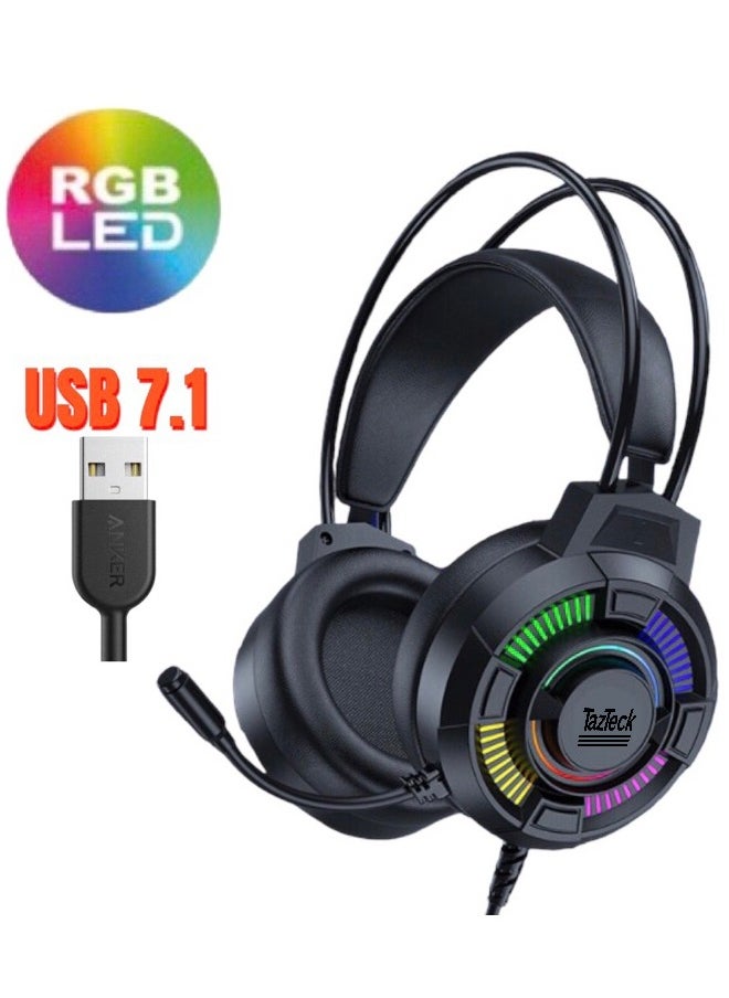 TazTeck Headphone Gaming RGB M81 Deep Base Surround USB plug & play  - Image 2