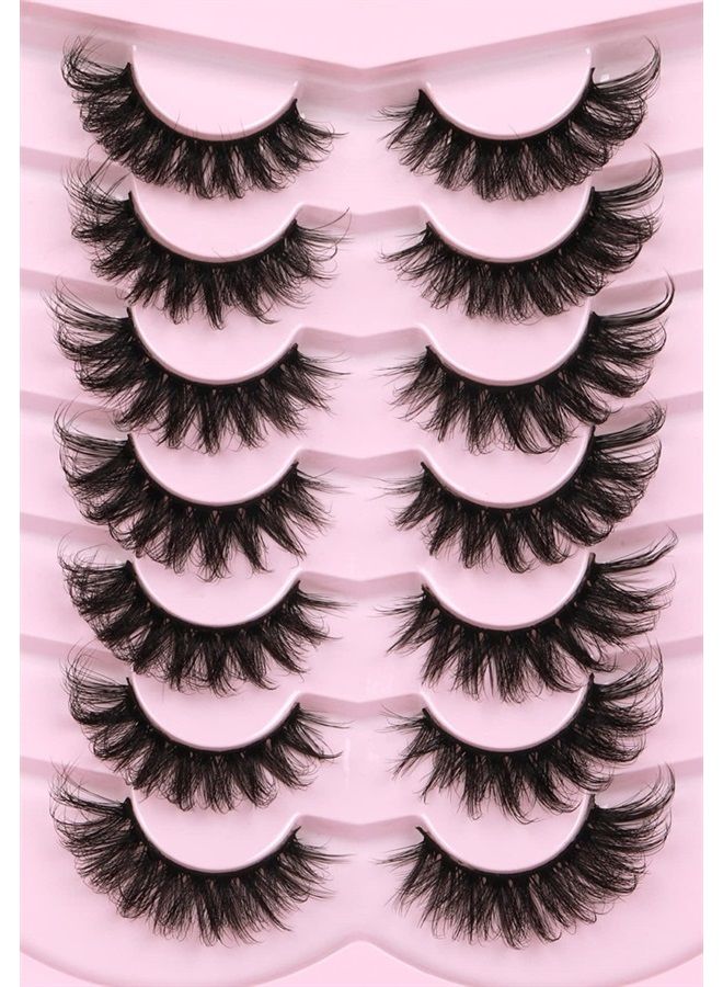 Kiromiro Mink Lashes Fluffy 6D False Eyelashes 17mm Wispy Cat Eye Lashes that Look Like Extensions Strip Lashes Pack - Image 1