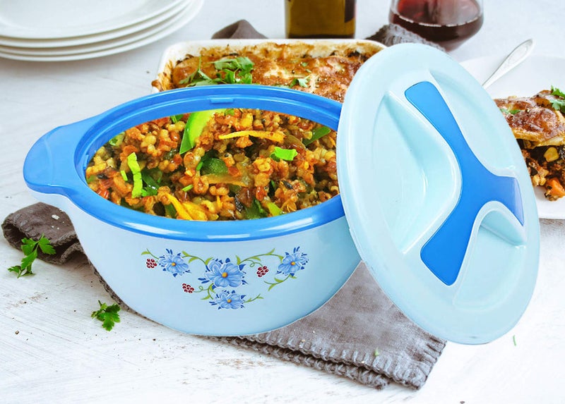 Kuber Industries Floral Design Insulated Marigold Casserole/Hotpot 1500 Ml (Blue) - Image 4