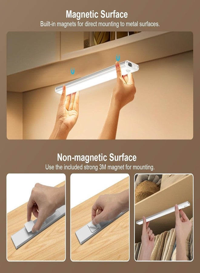 FEBLICH Under Cabinet Lights Rechargeable, Motion Sensor Under Cabinet LED Light, 3 Color Modes Wireless Rechargeable Closet Light, Super Bright Stick-On Magnetic Light Bars for Kitchen (20 CM) - Image 4