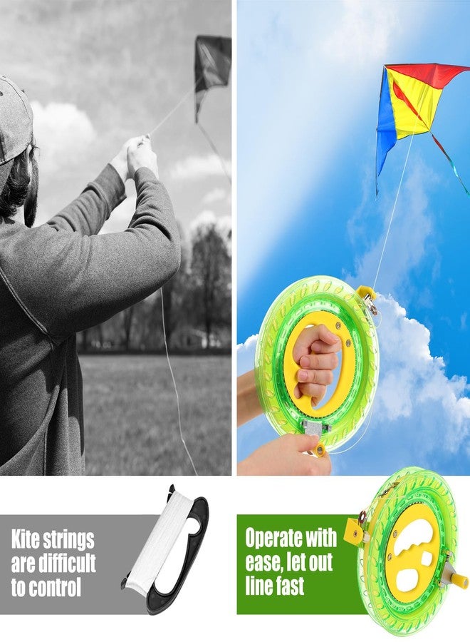 Aoriher 3 Pcs Kite String with Reel 7 Inch Dia Kite Reel Winder Grip Wheel with Flying Line String Flying Tools with Lock for Kids Adults(Green) - Image 4