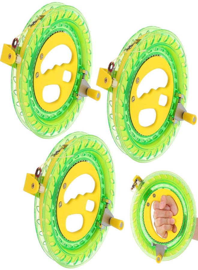 Aoriher 3 Pcs Kite String with Reel 7 Inch Dia Kite Reel Winder Grip Wheel with Flying Line String Flying Tools with Lock for Kids Adults(Green) - Image 1