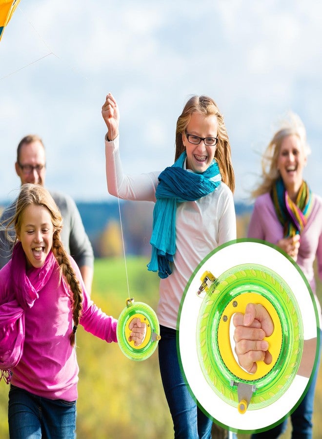 Aoriher 3 Pcs Kite String with Reel 7 Inch Dia Kite Reel Winder Grip Wheel with Flying Line String Flying Tools with Lock for Kids Adults(Green) - Image 2