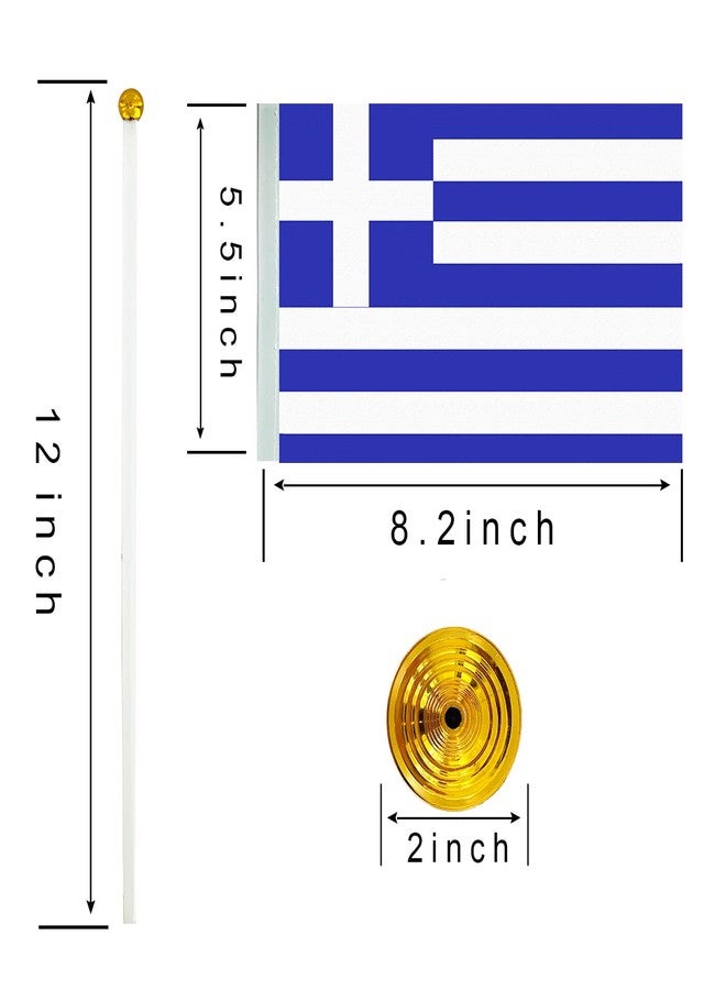WXTWK 12 Pack Greece Flag Greek Desk Flag Small Mini Greek Table Flags With Stand Base,Home Office Festival Events Celebration Decorations - Image 2
