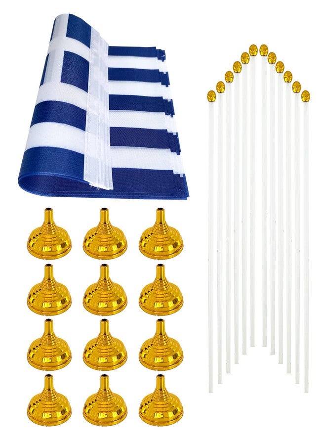 WXTWK 12 Pack Greece Flag Greek Desk Flag Small Mini Greek Table Flags With Stand Base,Home Office Festival Events Celebration Decorations - Image 3