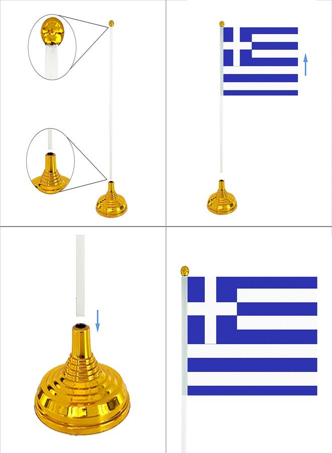 WXTWK 12 Pack Greece Flag Greek Desk Flag Small Mini Greek Table Flags With Stand Base,Home Office Festival Events Celebration Decorations - Image 4