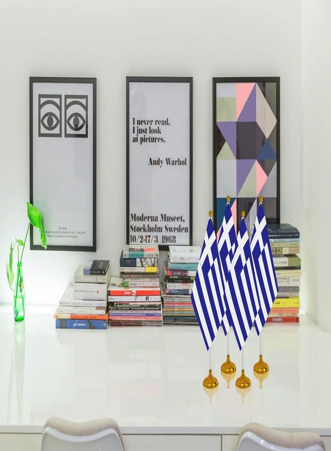WXTWK 12 Pack Greece Flag Greek Desk Flag Small Mini Greek Table Flags With Stand Base,Home Office Festival Events Celebration Decorations - Image 5
