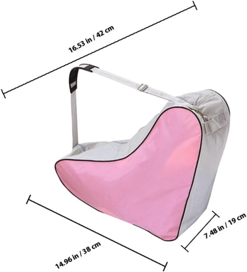 2 Pcs Roller Skate Storage Bag with Shoulder Strap and Top Handle Pink Oxford Cloth Protective Pouch for Outdoor Ice Skates and Triangle Backpack for Adults and Teens - Image 1