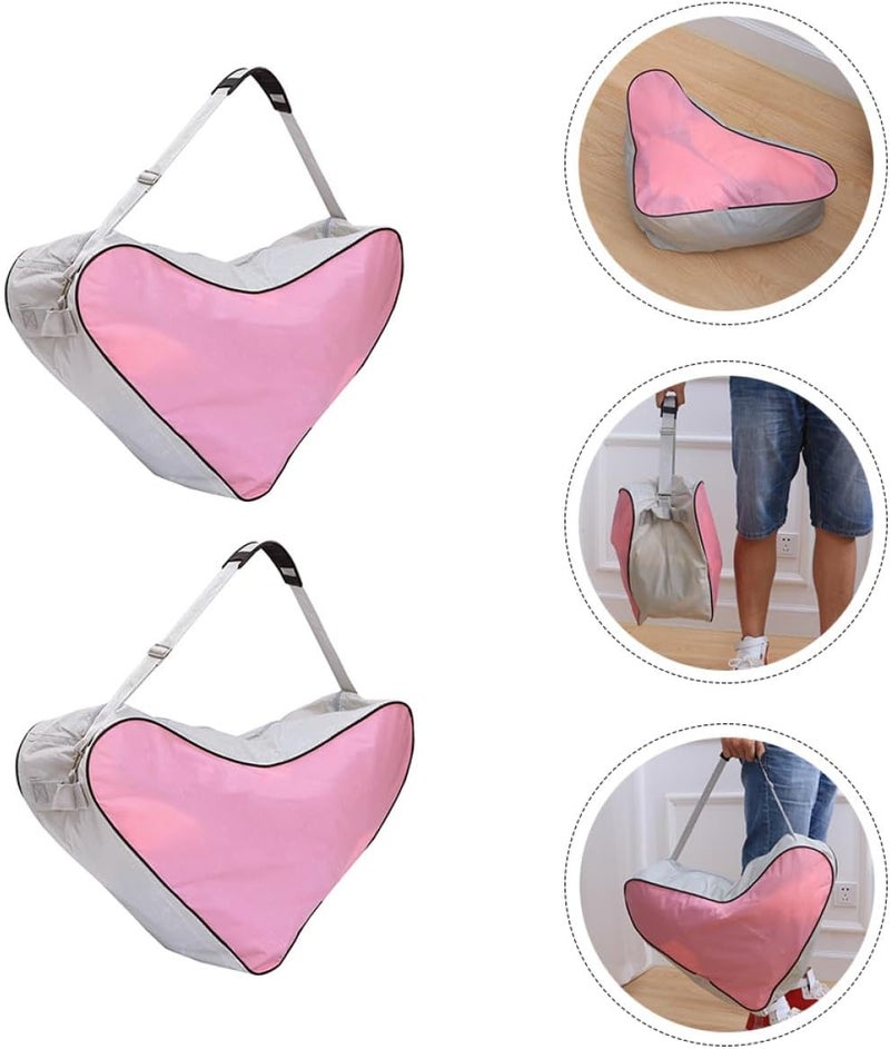 2 Pcs Roller Skate Storage Bag with Shoulder Strap and Top Handle Pink Oxford Cloth Protective Pouch for Outdoor Ice Skates and Triangle Backpack for Adults and Teens - Image 5