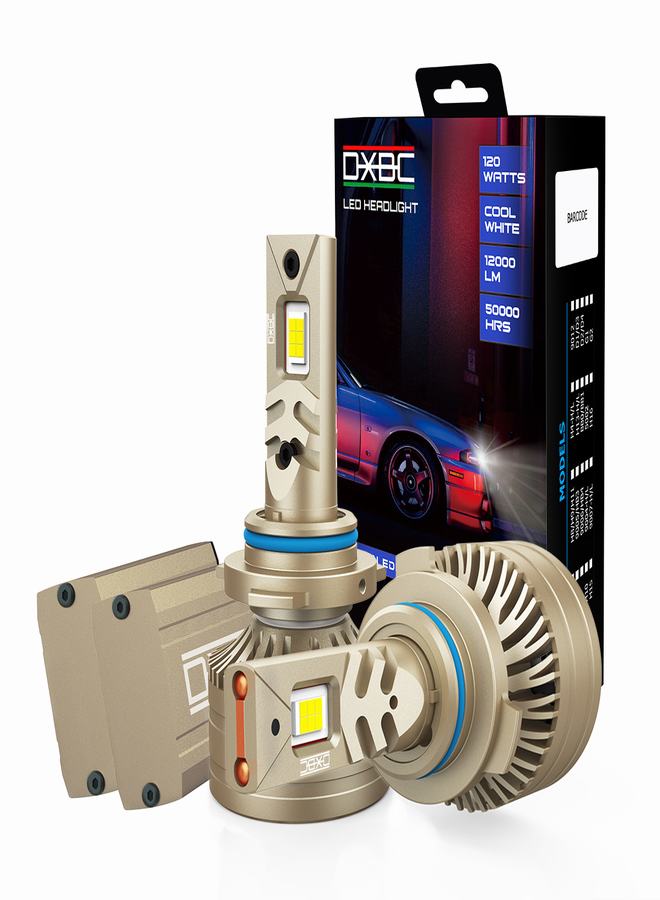 DXB-C Midnight 9006/HB4 LED Car Headlight Bulbs, 160W 12000LM 300% Extremely Bright Light, 6500K Cool White LED Bulb for Low Beam and High Beam Headlights, Plug and Play, IP68 - Pack of 2 - Image 1