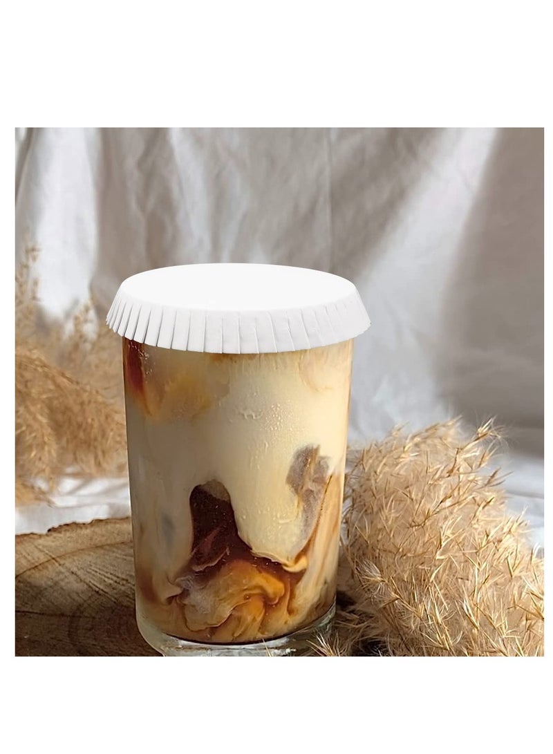 SYOSI 100 قطعة أغطية أكواب ورقية disposable، أغطية أكواب القهوة والشاي، أغطية أكواب شرب من الورق المعاد تدويره، مثالية للسفر والفنادق وبار القهوة والحفلات والأعراس والمنزل والمطبخ (6.5 × 6.5 سم) - Image 2