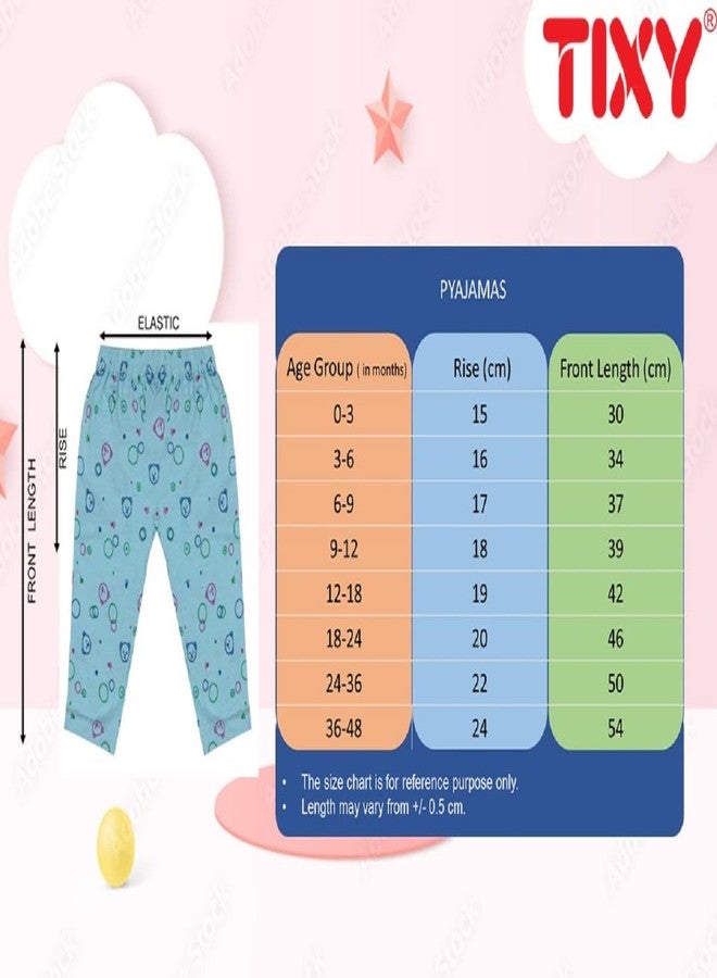 TIXY Baby Boys and Baby Girls 100% Pure Cotton All over printed Pyjama/Pajama Avialable in 6 Multicolor Designs(Regular Fit)(Pack of 6) - Image 4