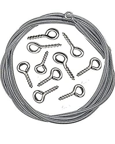 LJL Traders Stainless Steel Aluminum Window Net Semi Sheer Goblet Pleat Curtains Wire Spring Cord Kit With Hooks And Eyes, Color: Silver, Material: Steel (8 Meter With 16 Hook) - Image 2