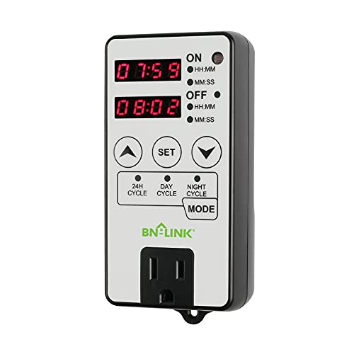 BN-LINK Timer Outlet Short Period Repeat Cycle Intermittent Digital Timer, Interval Timer - Day, Night, or 24 Hour Operation, Programmable Plug-in Timer for Appliances Electrical Outlets 15A/1875W - Image 1