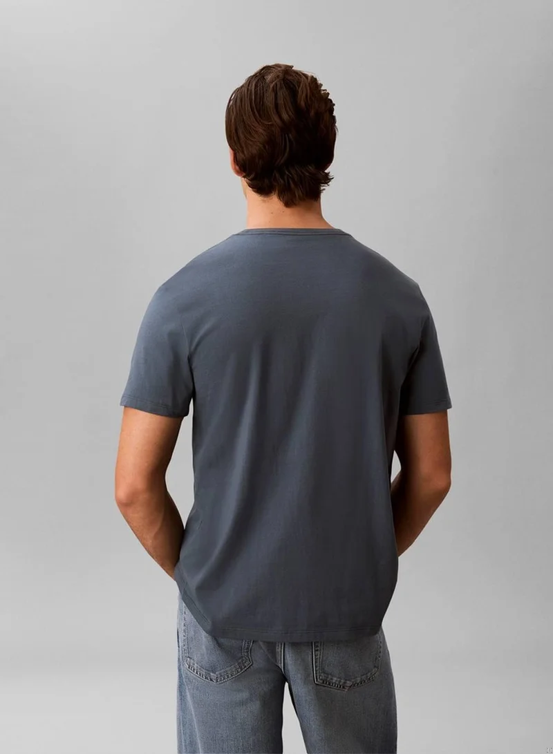 Calvin Klein Jeans Dark Slate Bold Script Logo Graphic Classic T-Shirt for Men | Best Price UAE