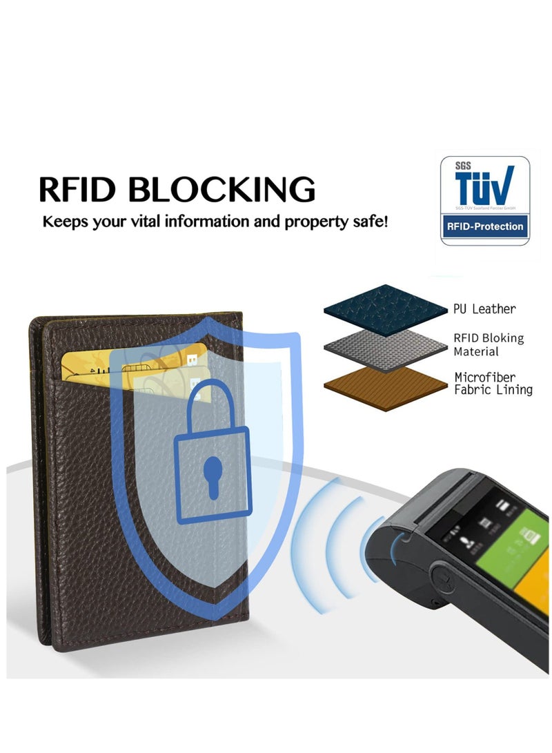 Y&D Wallet for Men Slim Larger Capacity with 8 Slots RFID Blocking Men's Minimalist Front Pocket Premium Leather Credit Card Holder ID Window Gift Box Brown  - Image 5